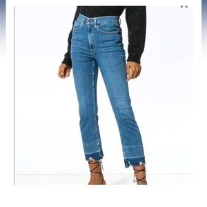 3x1 NYC Carla Shelter Straight Cropped Frayed Distressed Ankle Hem Jeans Size 27